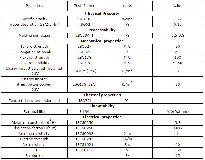 Inflamabilitate V-0 PBT cu fibre de sticlă de 15% armate pentru bobine de aprindere